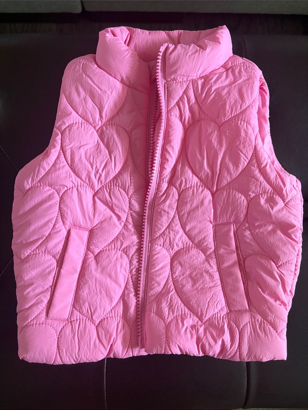 Old Navy Pink Heart-Quilted Puffer Vest for toddler girls